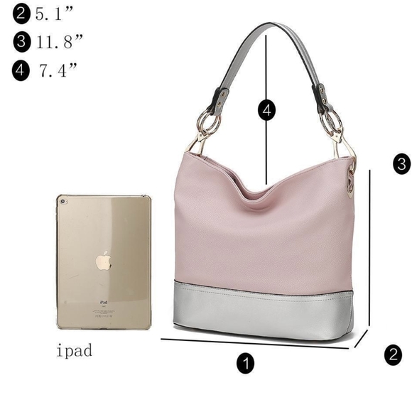 MKF Collection Vegan Leather Magnolia Women’s Hobo Bag Pink Silver - Picture 12 of 16